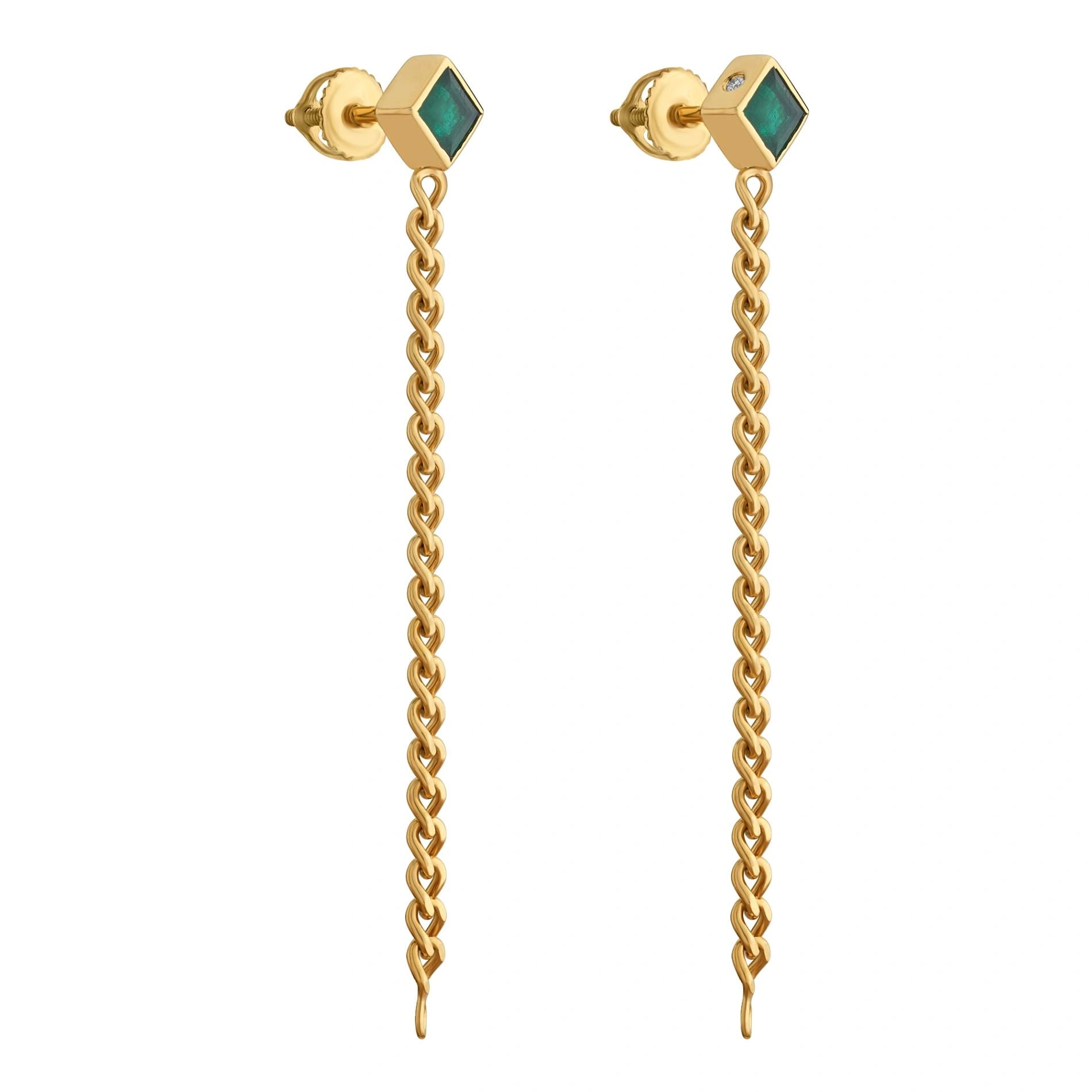 Aria Emerald Link Drop Earrings - Zen Diamond India
