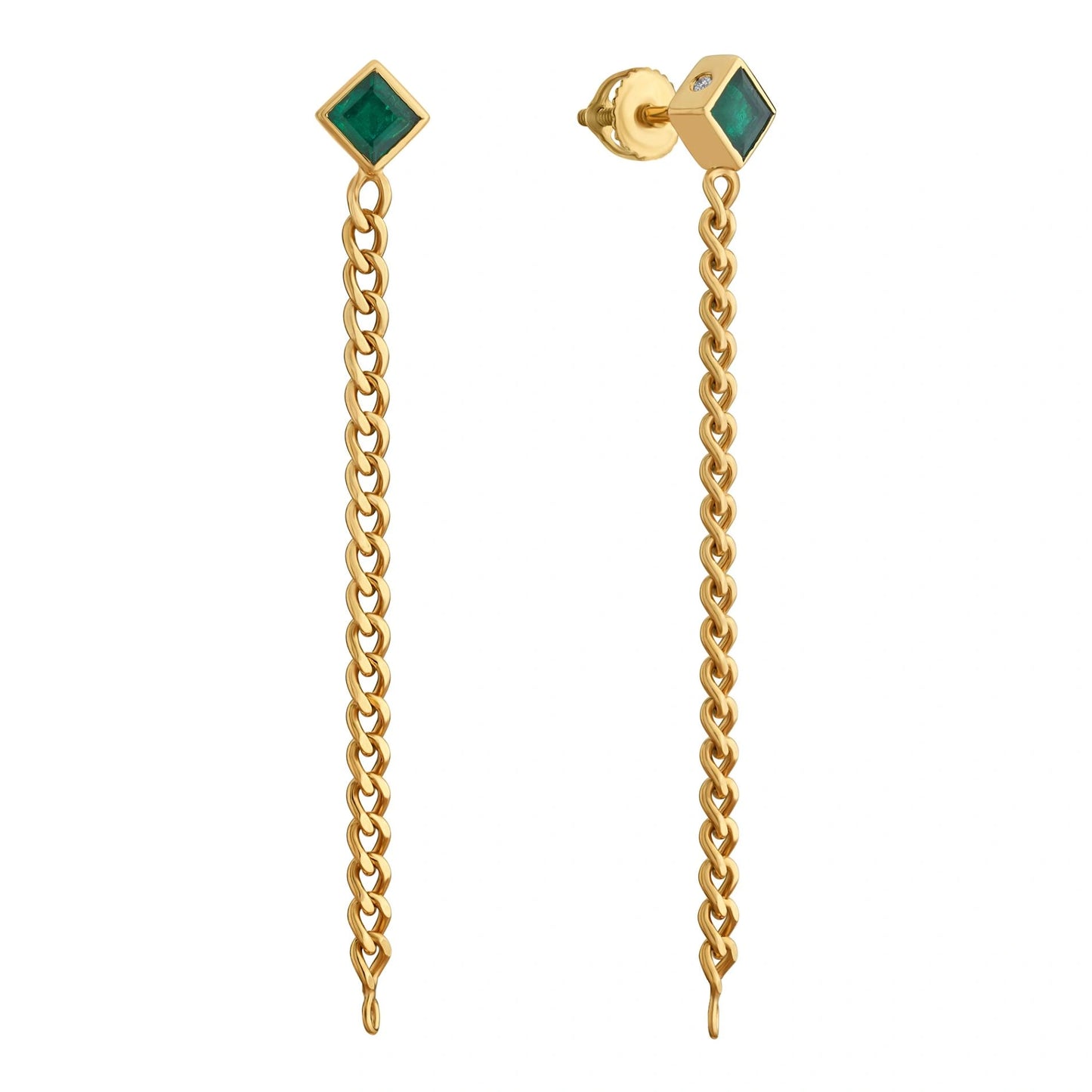 Aria Emerald Link Drop Earrings - Zen Diamond India
