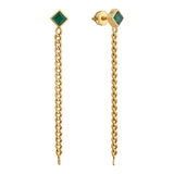 Aria Emerald Link Drop Earrings - Zen Diamond India