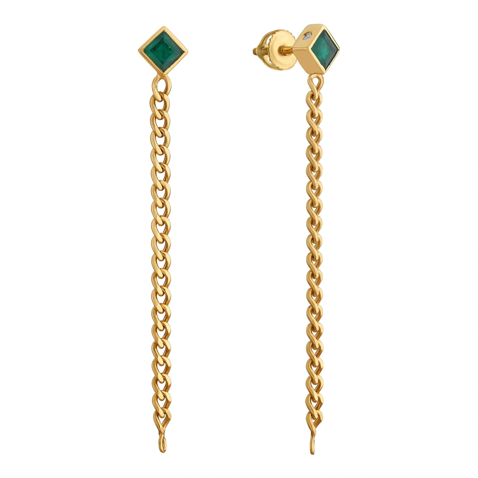 Aria Emerald Link Drop Earrings - Zen Diamond India