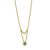 Aria Emerald Rhombus Duo Necklace - Zen Diamond India