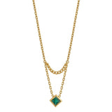 Aria Emerald Rhombus Duo Necklace - Zen Diamond India