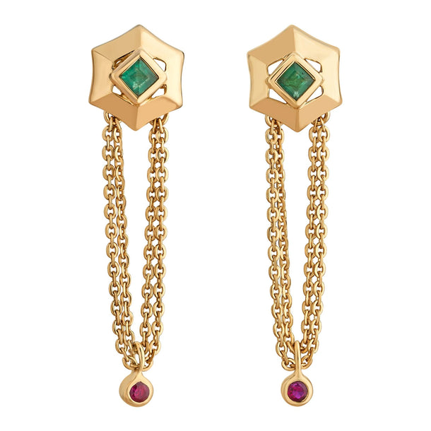 Aria Emerald Crown Chain Drops - Zen Diamond India