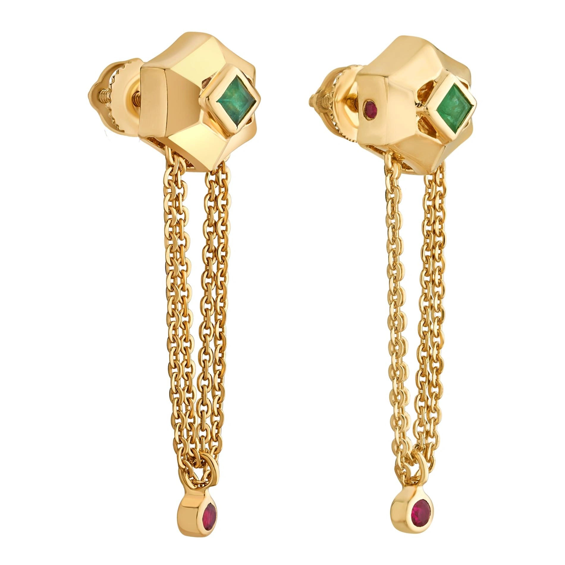 Aria Emerald Crown Chain Drops - Zen Diamond India