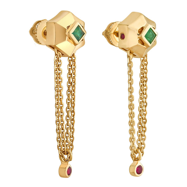 Aria Emerald Crown Chain Drops - Zen Diamond India