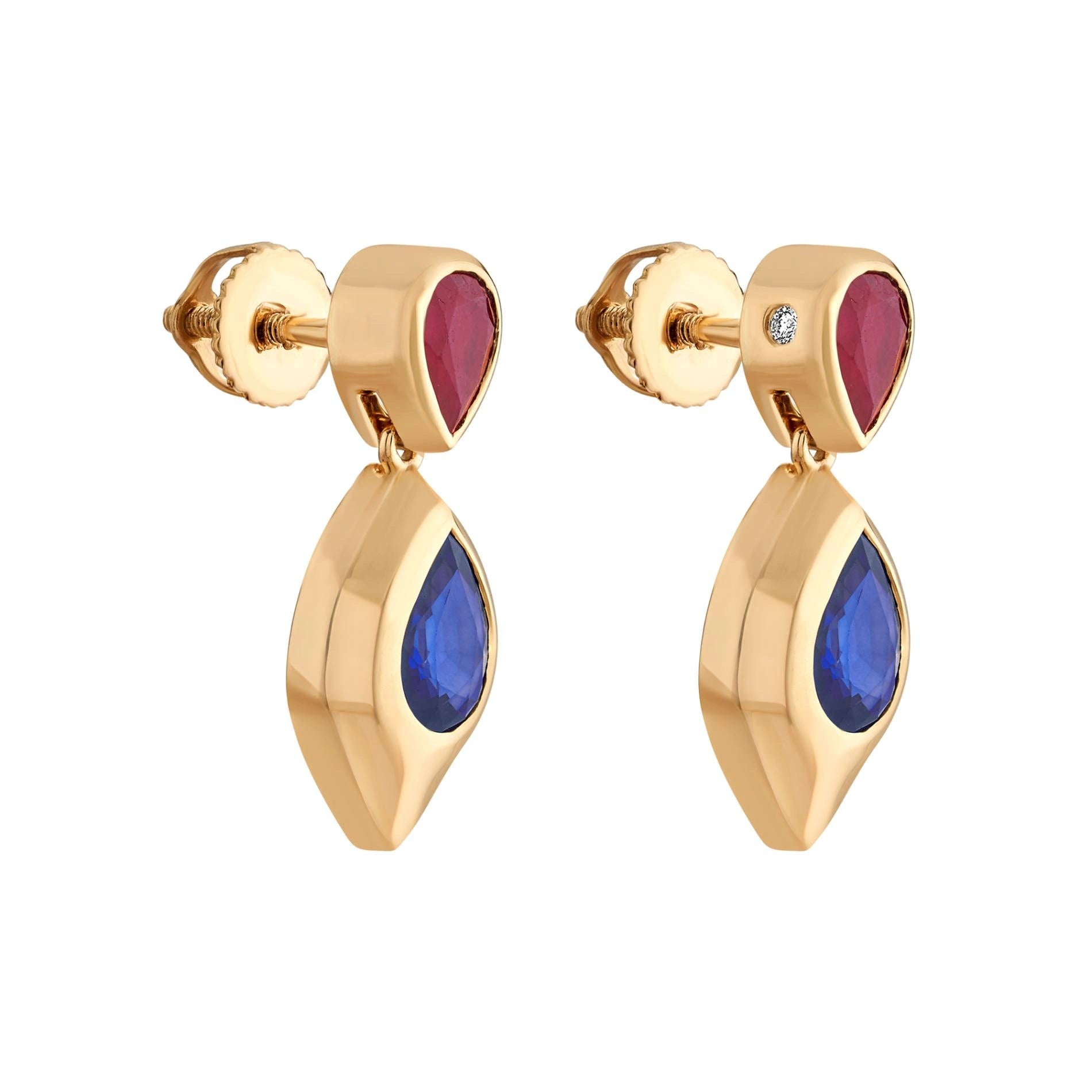 Aria Crimson & Sapphire Teardrop Elegance Earrings - Zen Diamond India