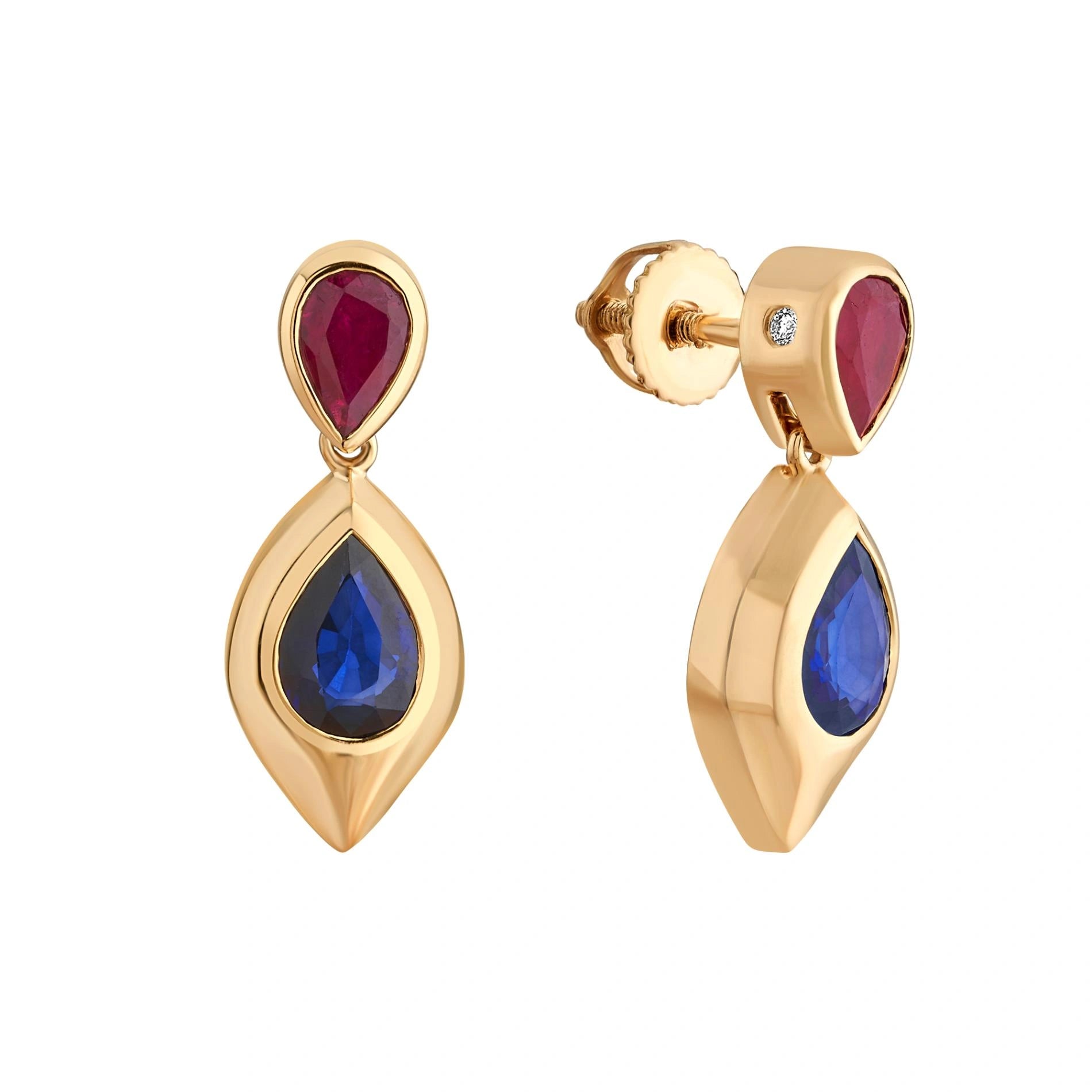 Aria Crimson & Sapphire Teardrop Elegance Earrings - Zen Diamond India