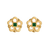 Aria Emerald Bloom Gold Studs - Zen Diamond India
