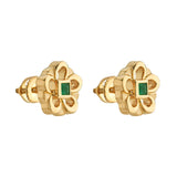 Aria Emerald Bloom Gold Studs - Zen Diamond India