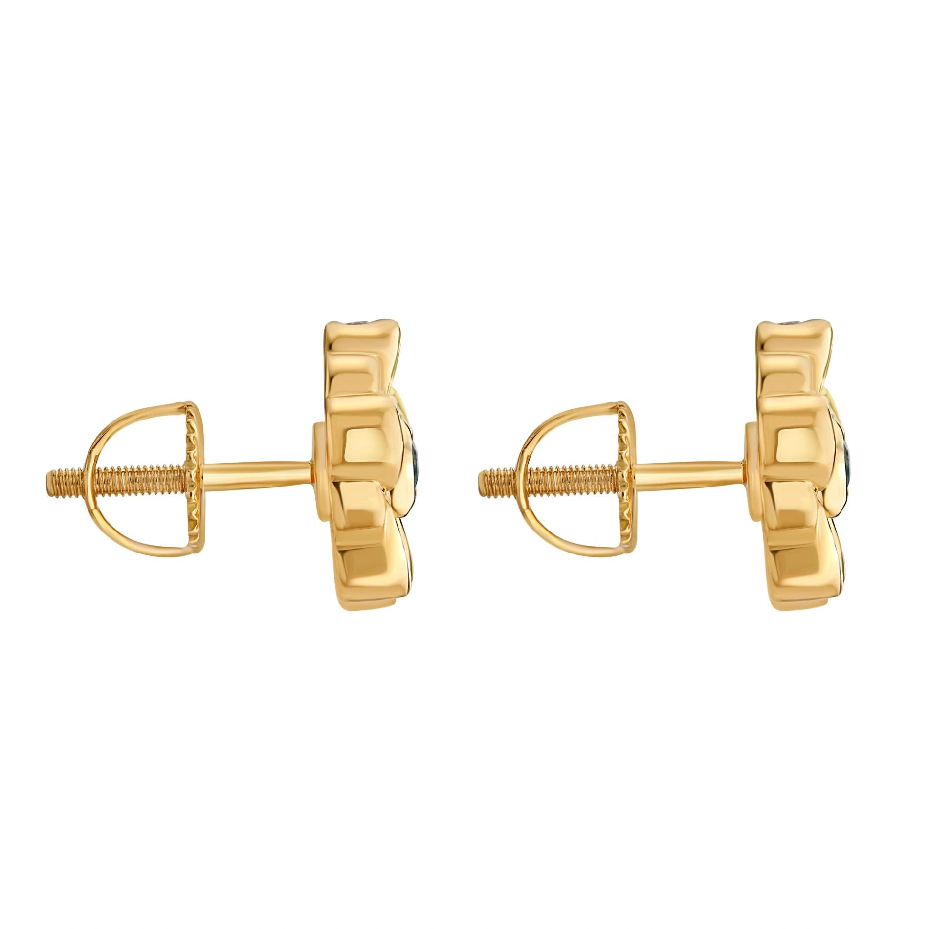 Aria Emerald Bloom Gold Studs - Zen Diamond India
