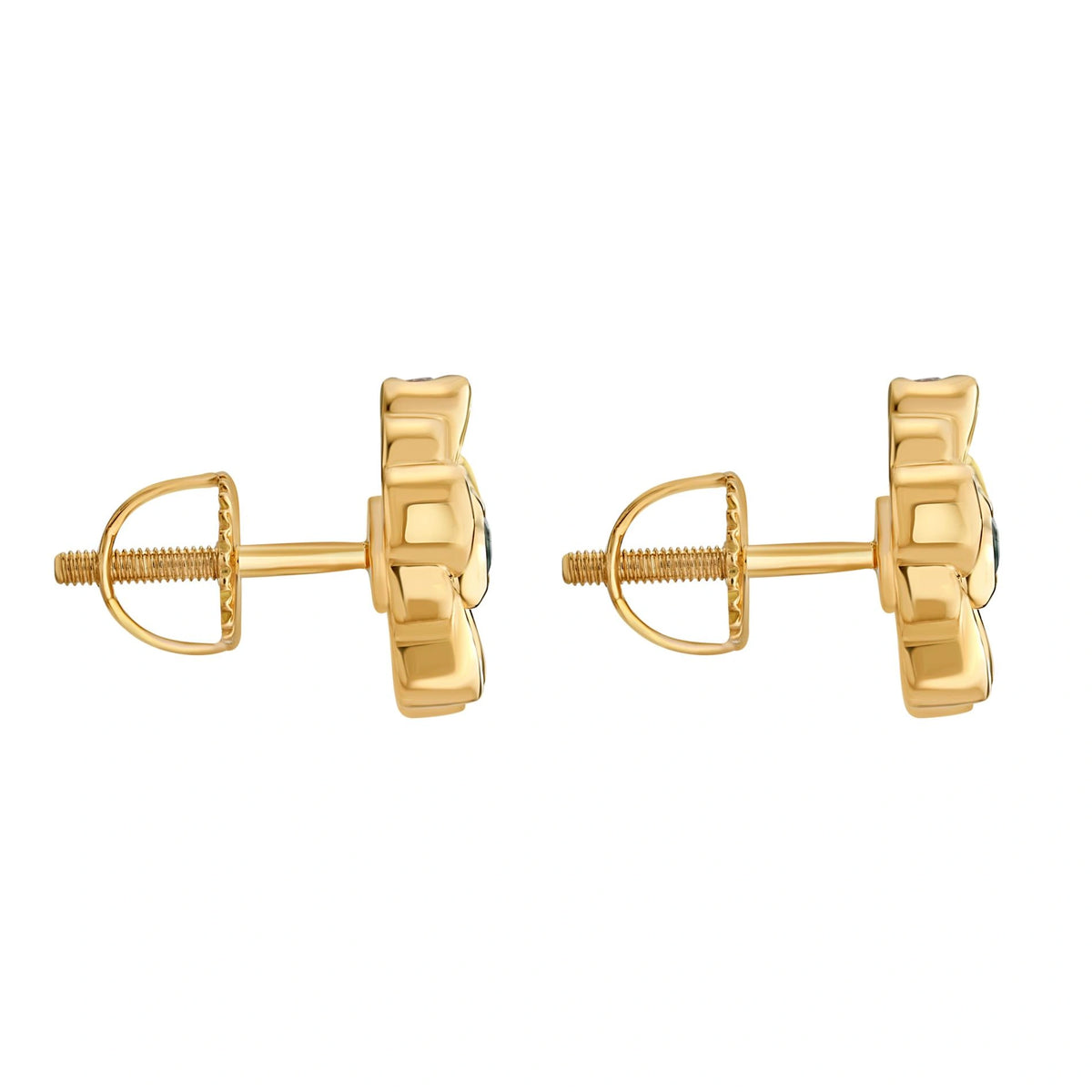 Aria Emerald Bloom Gold Studs - Zen Diamond India