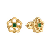 Aria Emerald Bloom Gold Studs - Zen Diamond India