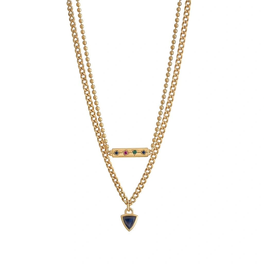 Aria Mosaic Bar Layer Necklace - Zen Diamond India