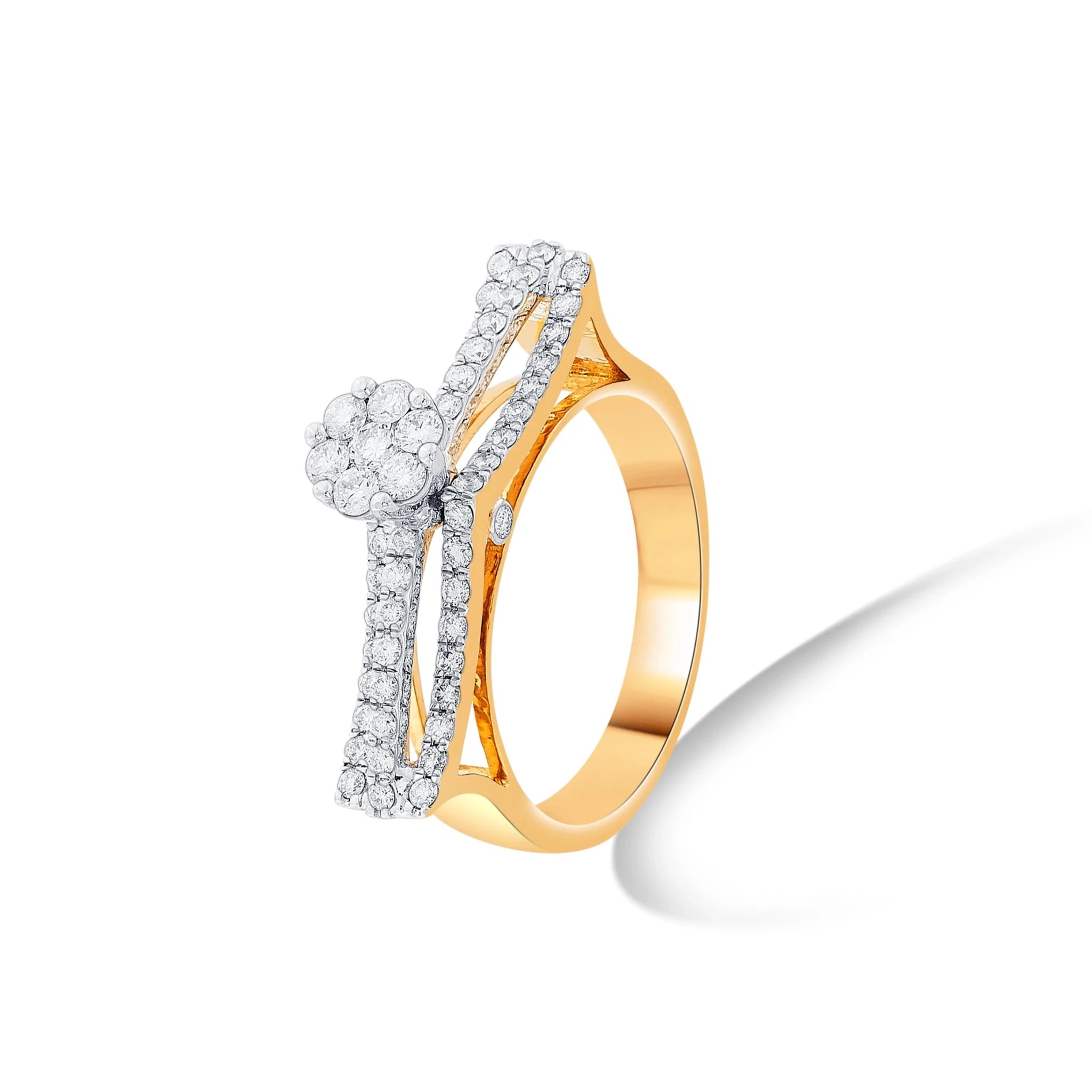 Enchante Luxe Floral Cluster Contour Ring - Zen Diamond India