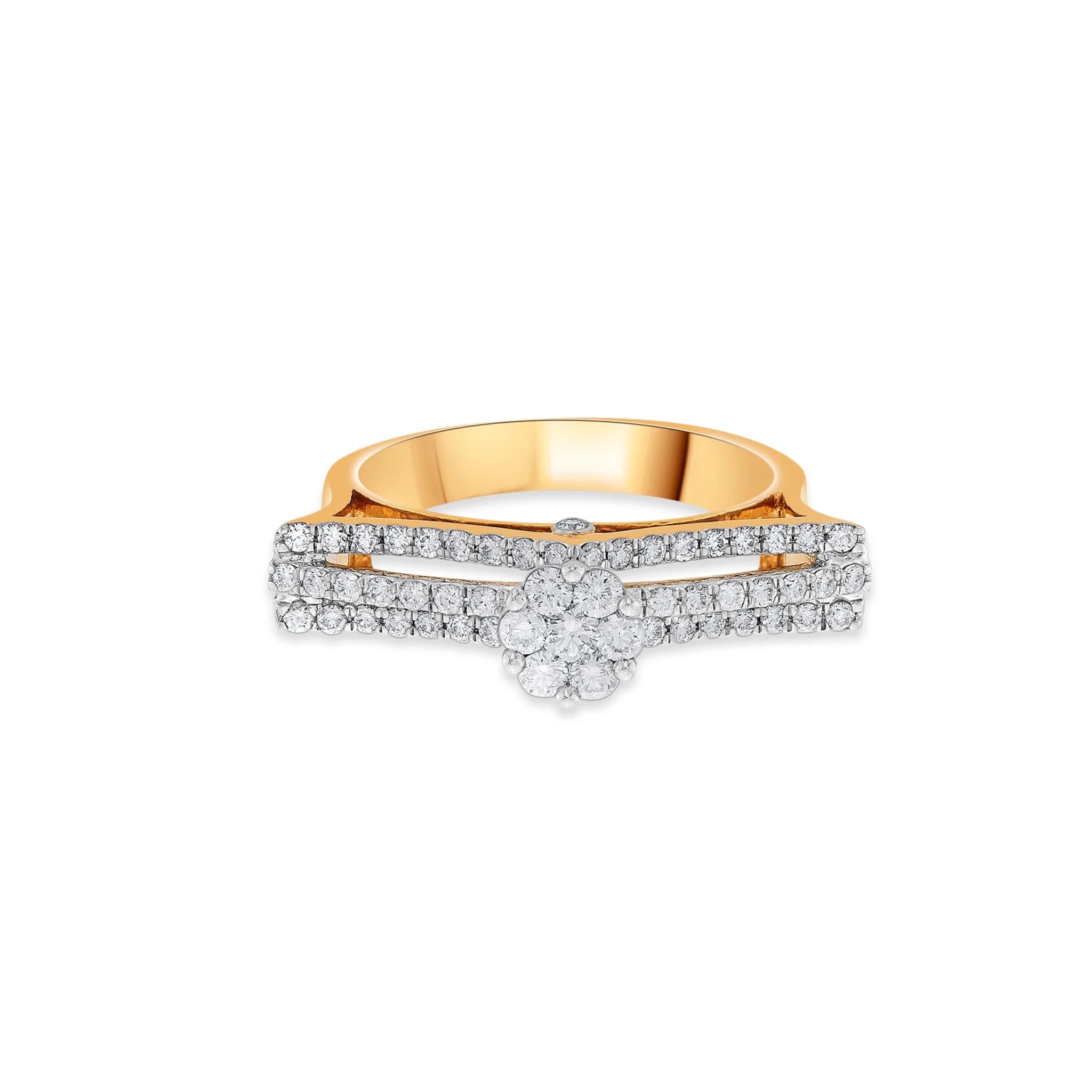 Enchante Luxe Floral Cluster Contour Ring - Zen Diamond India