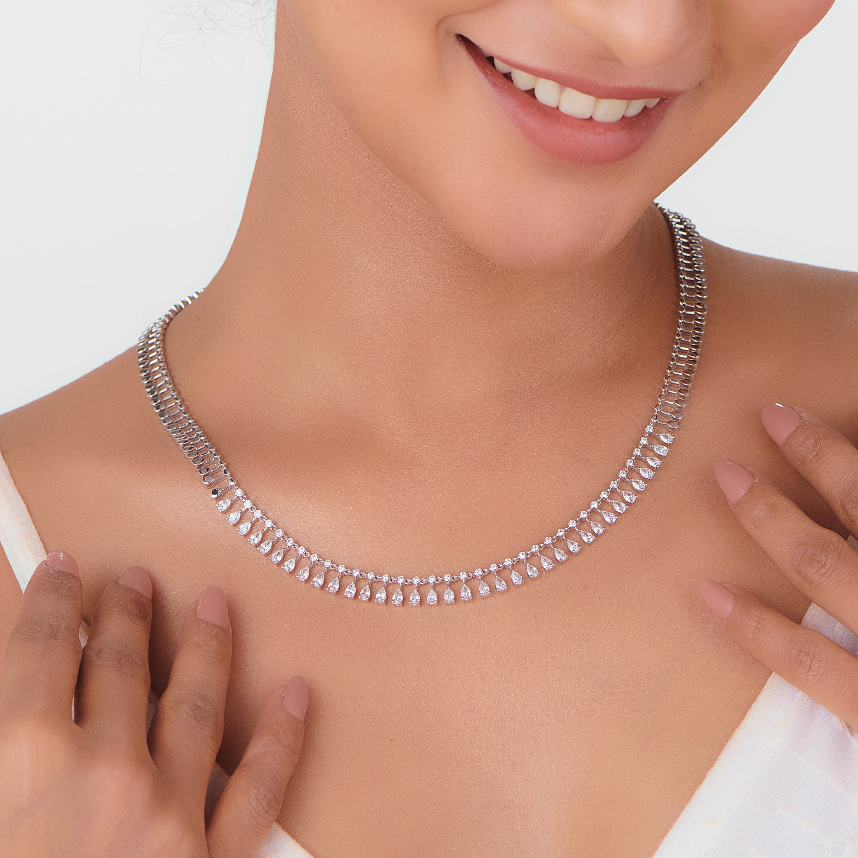 Soiltaire Diamond Dewdrop Harmony Necklace - Zen Diamond India