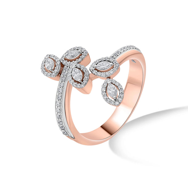 Solitaire Petal Pave Ring - Zen Diamond India