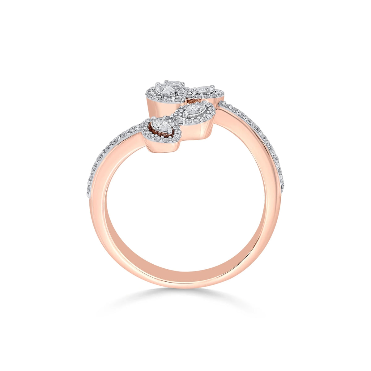 Solitaire Petal Pave Ring - Zen Diamond India