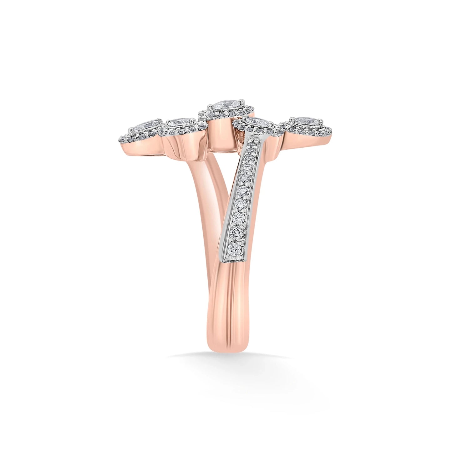 Solitaire Petal Pave Ring - Zen Diamond India