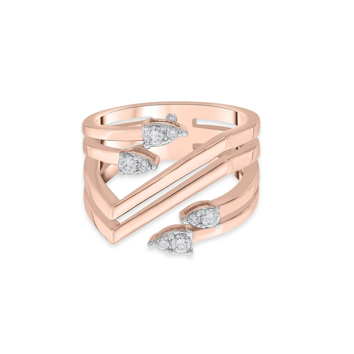 Soiree Vortex Glint Diamond Split Ring - Zen Diamond India