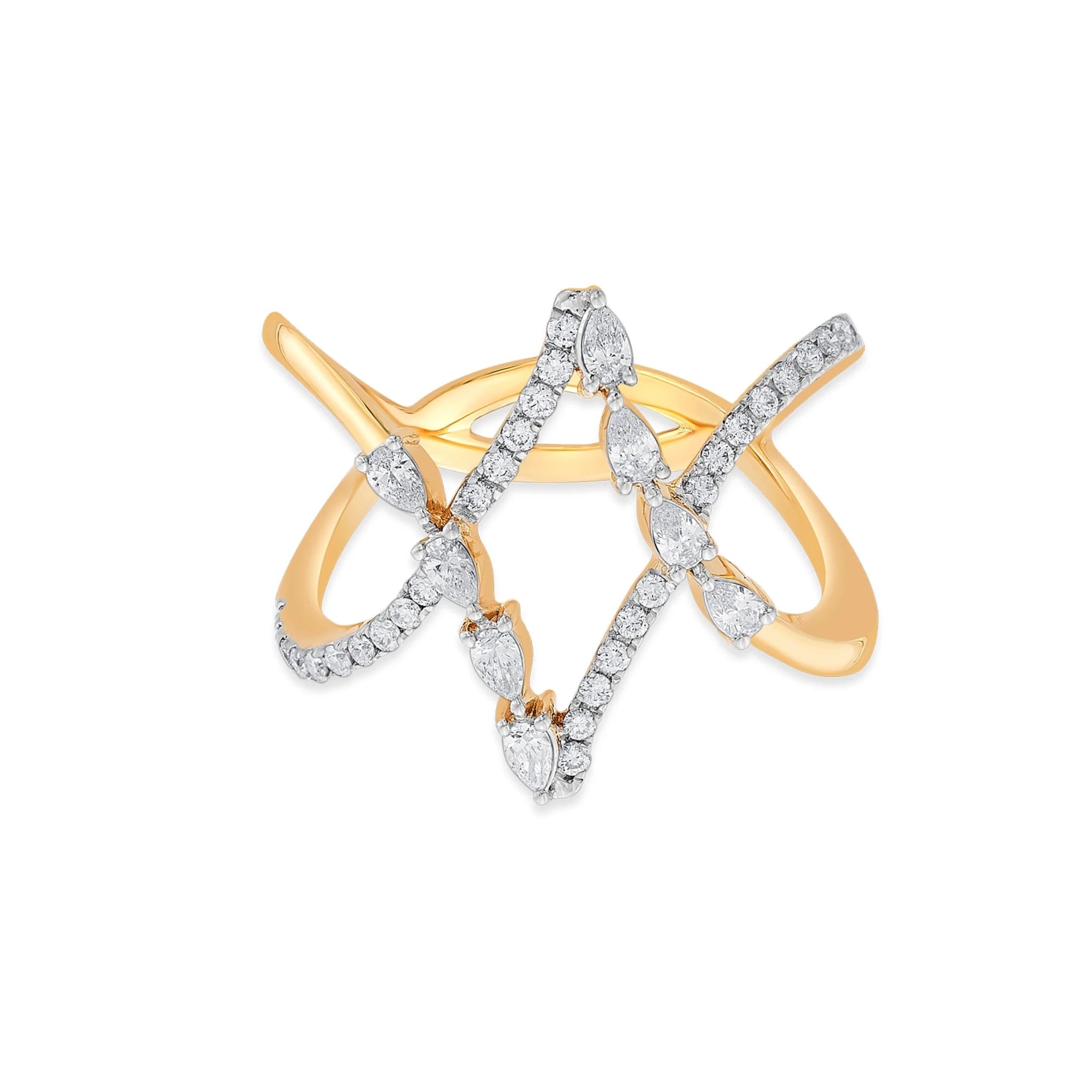 Enchante Cosmic Sparkle Criss - Cross Ring - Zen Diamond India