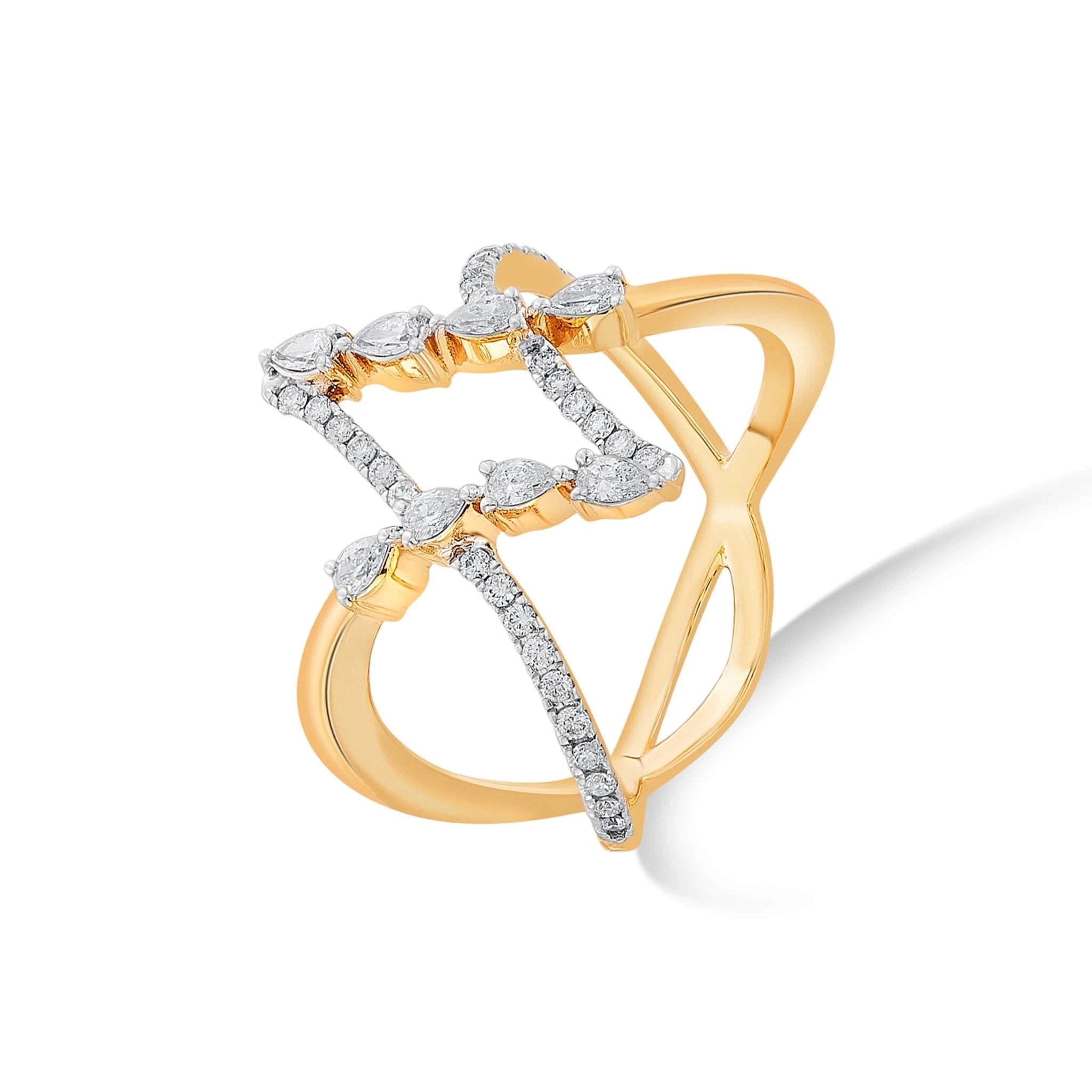Enchante Cosmic Sparkle Criss - Cross Ring - Zen Diamond India