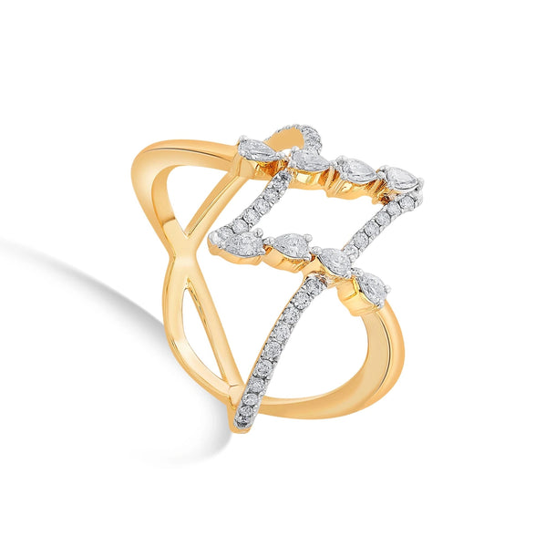 Enchante Cosmic Sparkle Criss - Cross Ring - Zen Diamond India