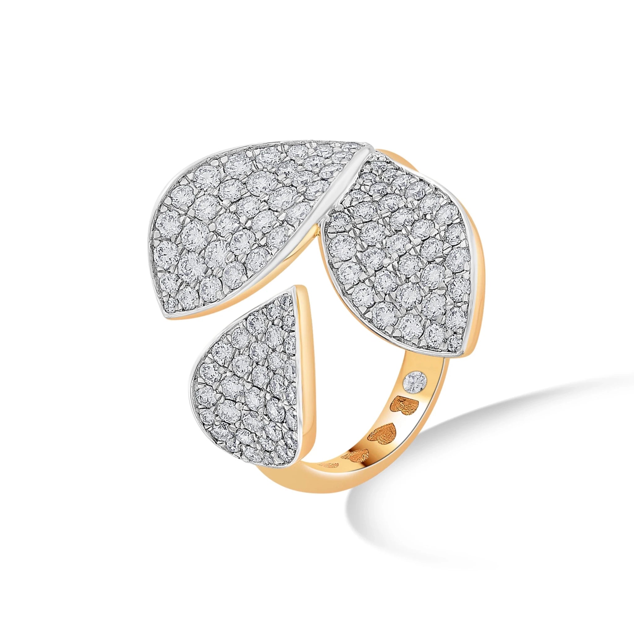 Bloom Twin Petal Spark Ring - Zen Diamond India