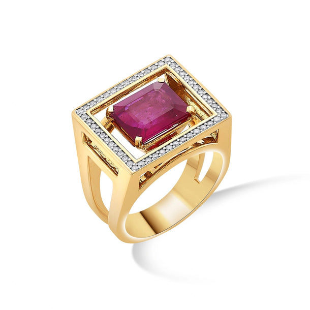 Toren Fiery Square Crown Ring