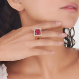 Toren Fiery Square Crown Ring