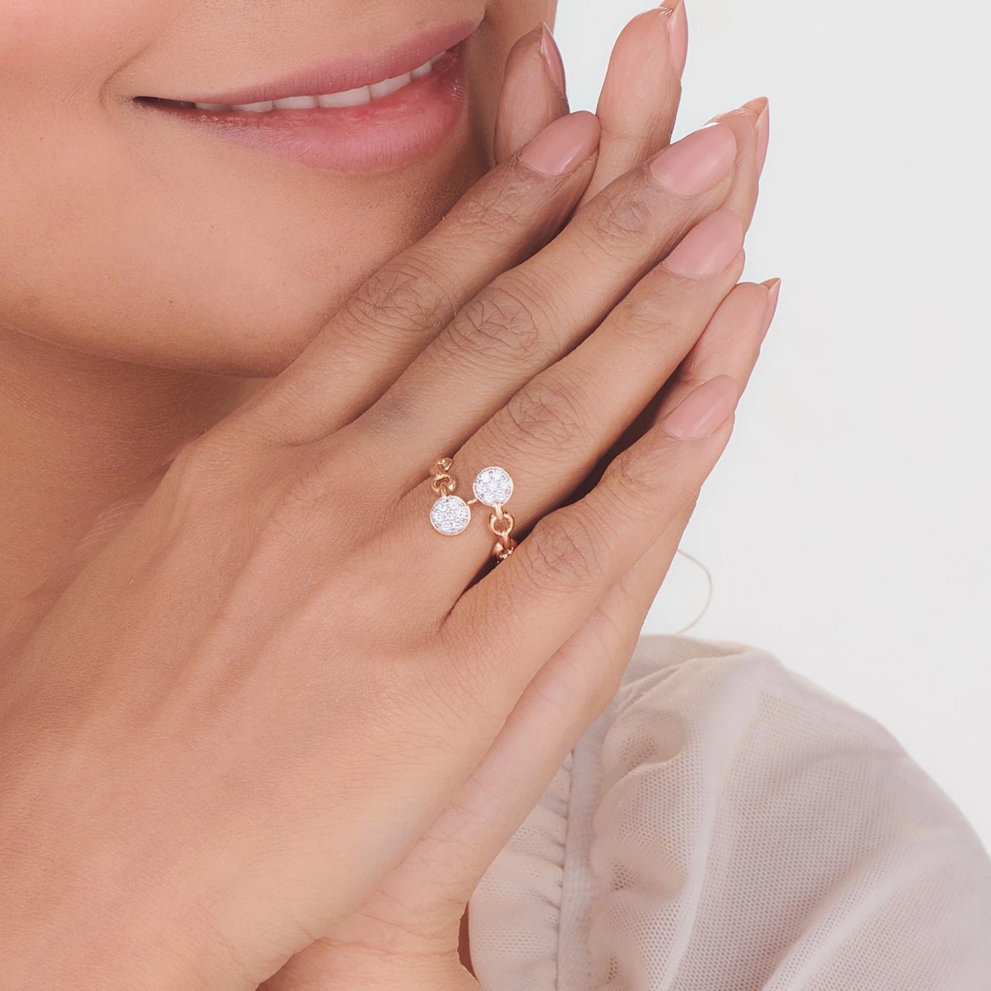 Cuban Rhythm Pave Link Ring