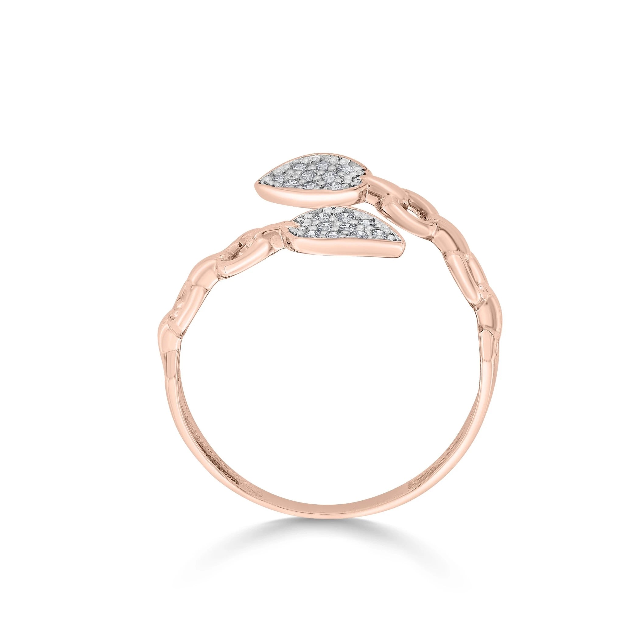 Diamond Leaf Cuban Link Open Ring