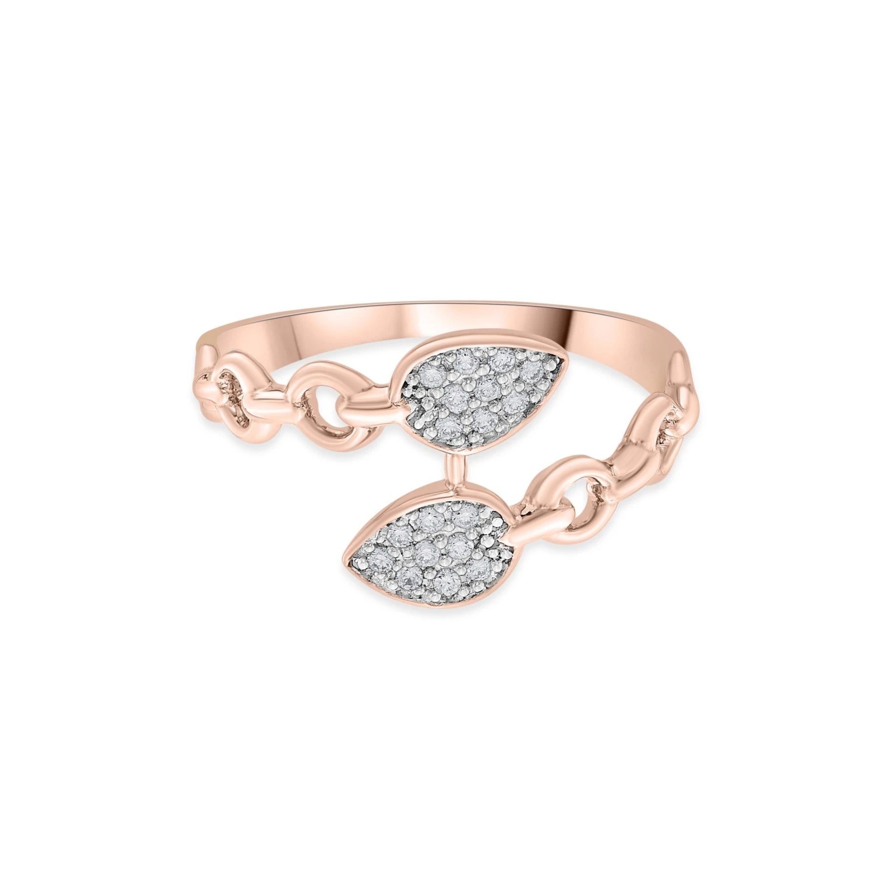 Diamond Leaf Cuban Link Open Ring