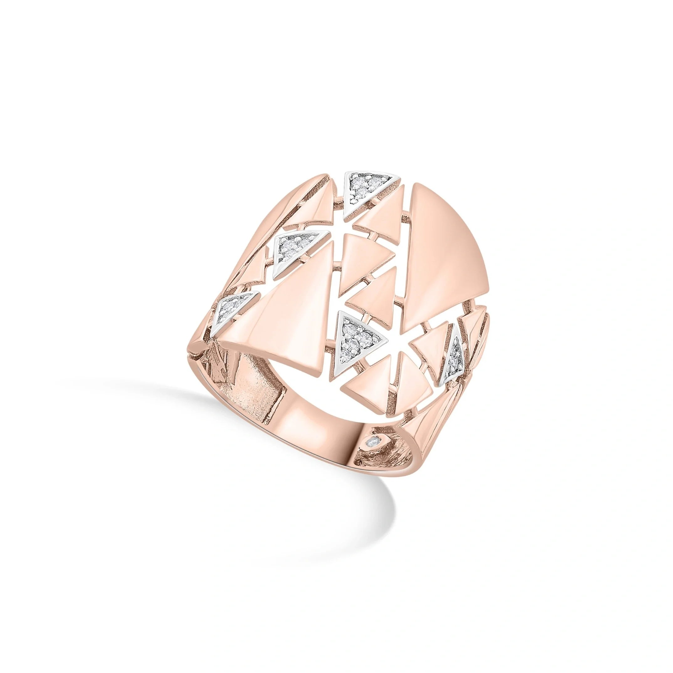 Soirée Matrix Geometric Gold Ring - Zen Diamond India