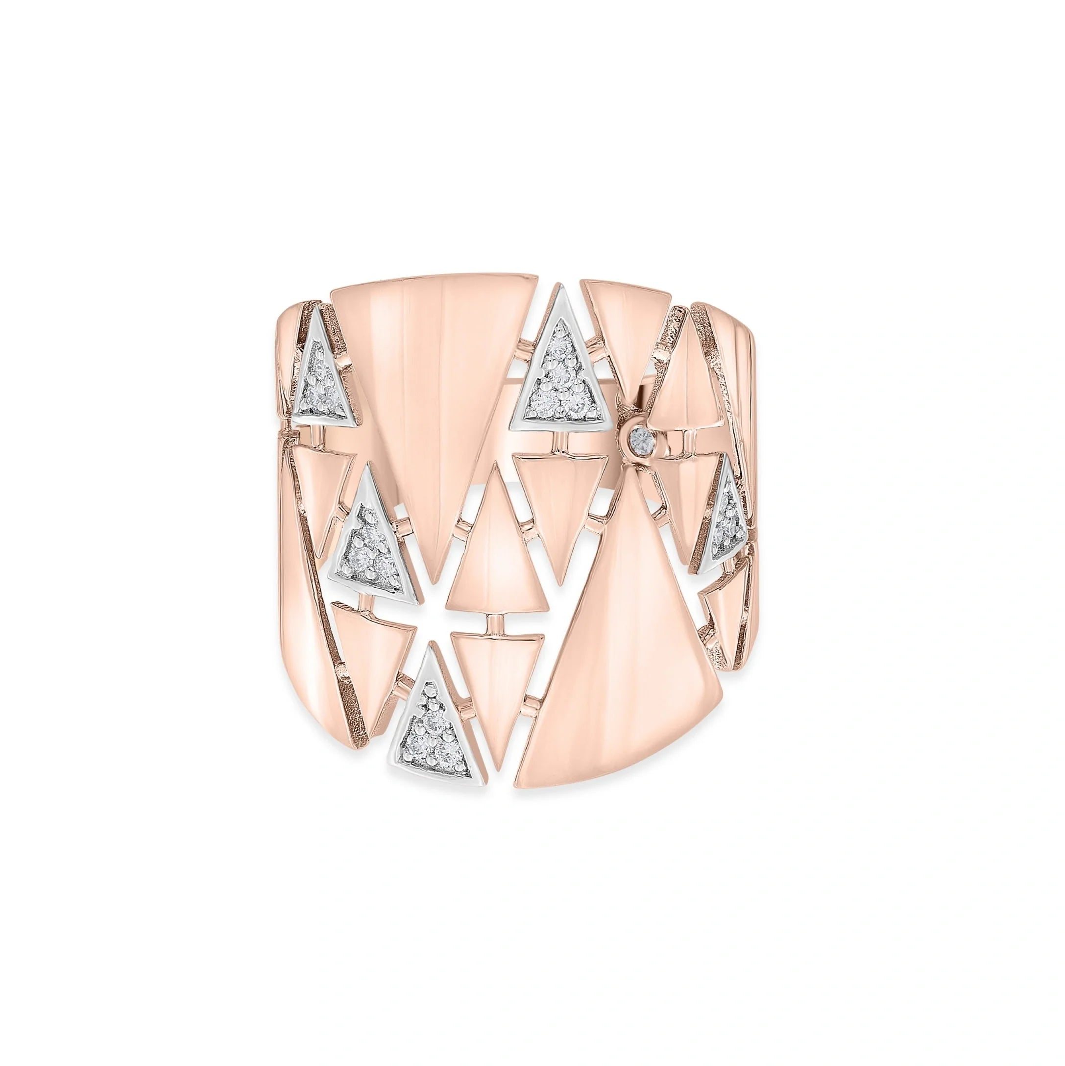 Soirée Matrix Geometric Gold Ring - Zen Diamond India