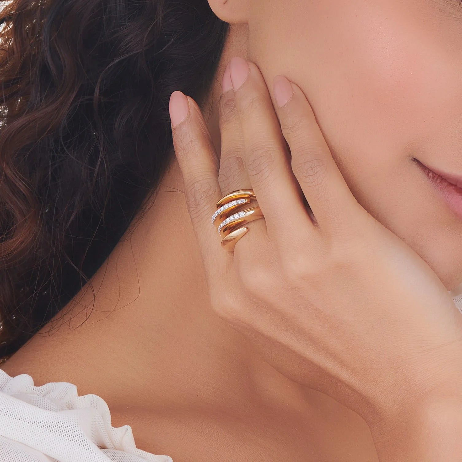 Soirée Vortex Gleam Cuff Ring - Zen Diamond India