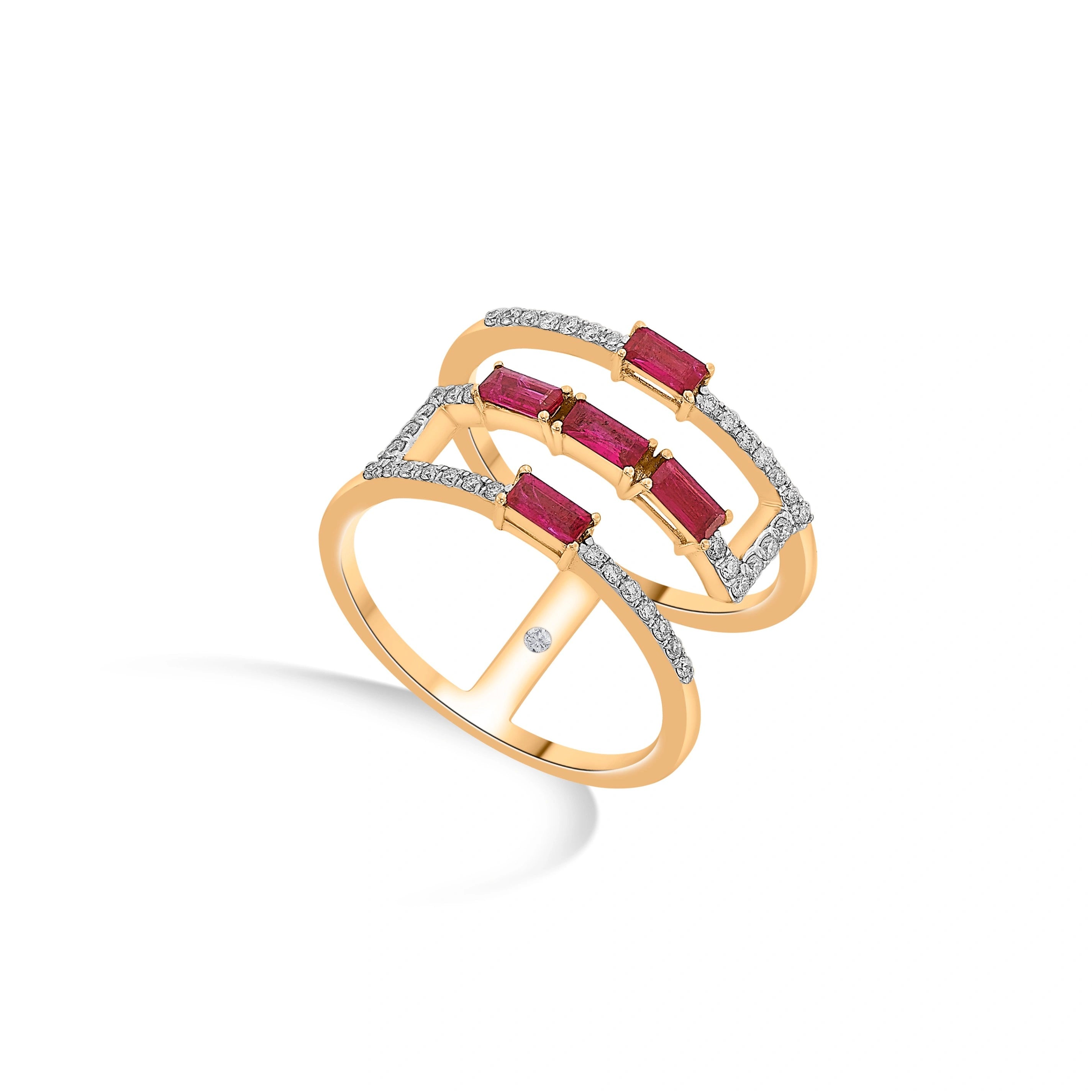 Toren Triple - Decker Diamond Cuff Ring - Zen Diamond India