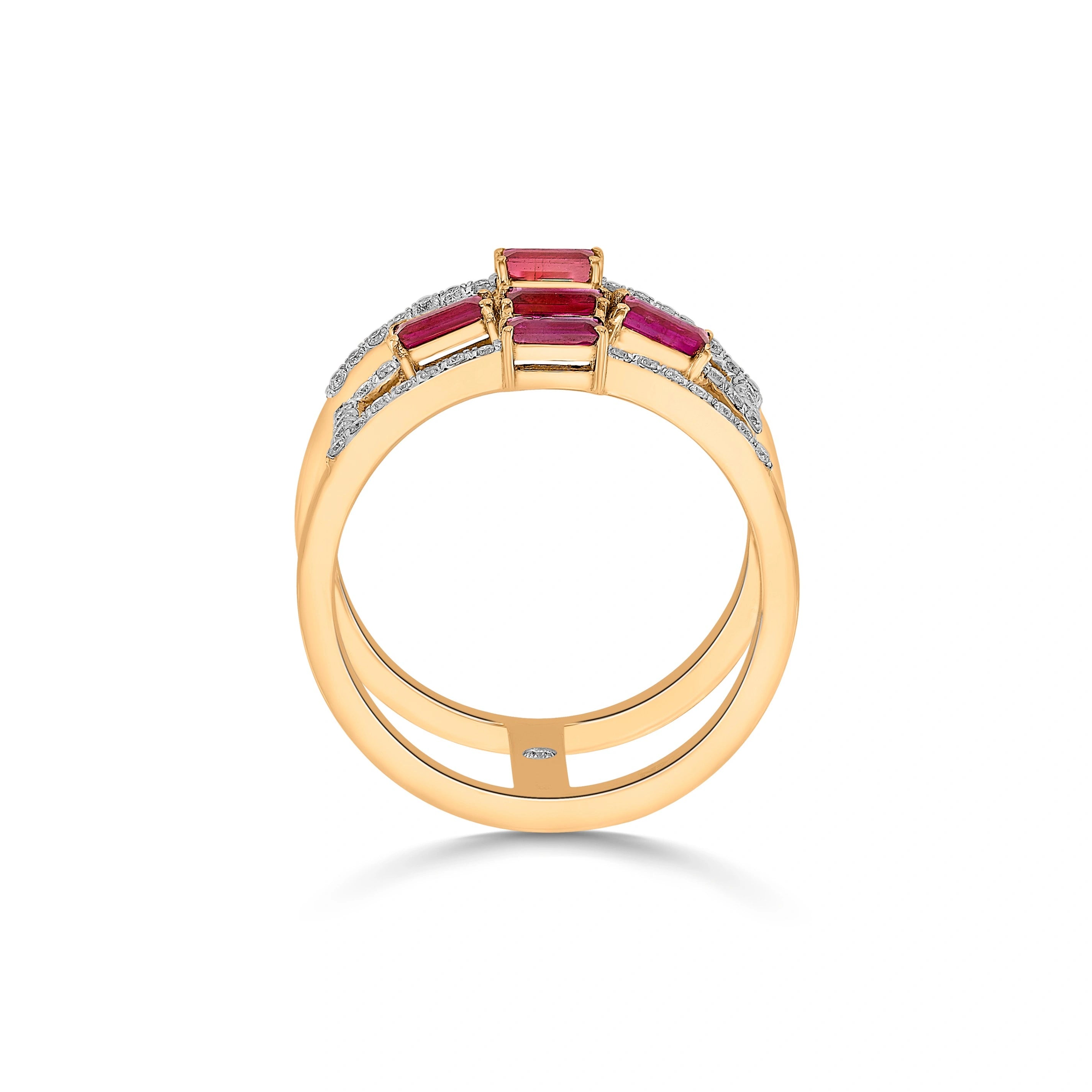 Toren Triple - Decker Diamond Cuff Ring - Zen Diamond India