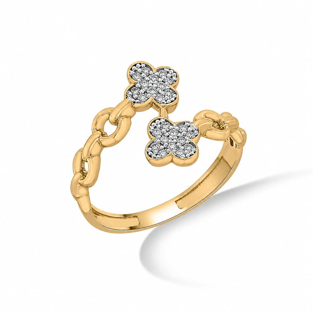 Cuban Golden Clover Cascade Ring