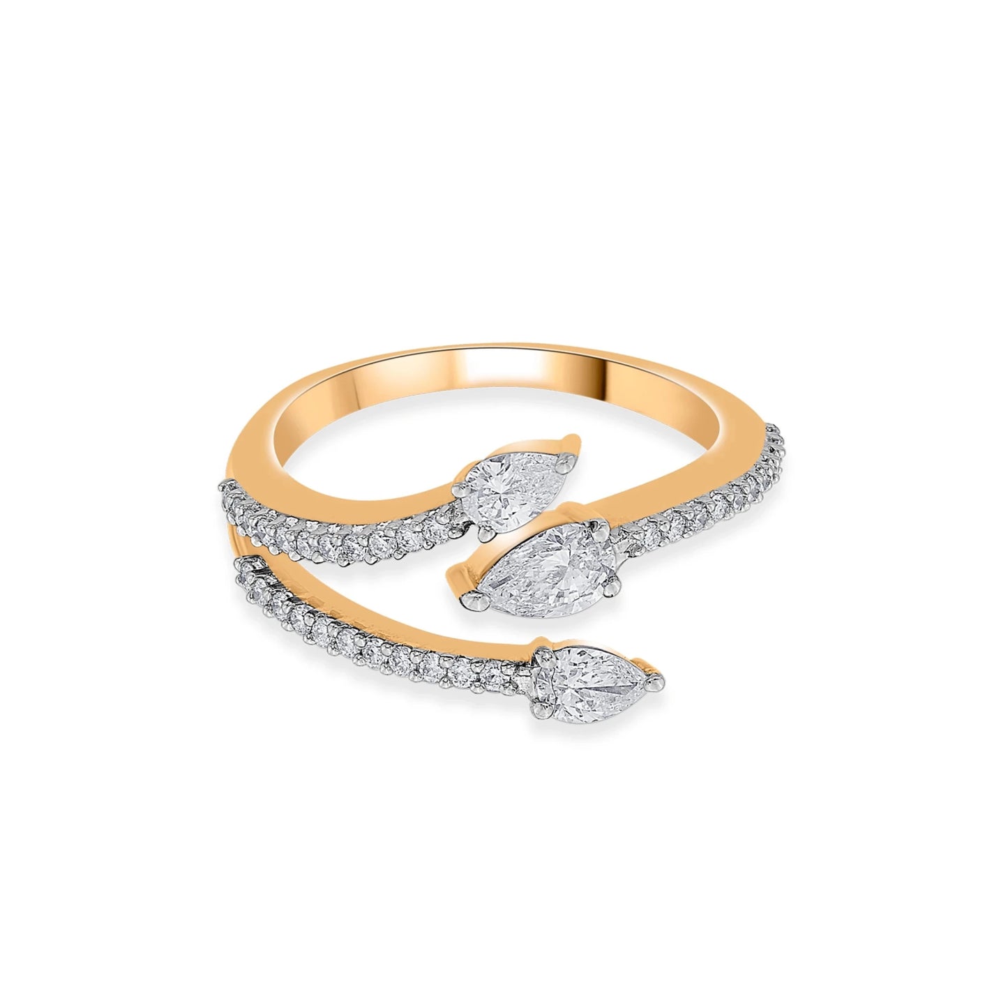 Solitaire Triple Dewdrop Ring - Zen Diamond India