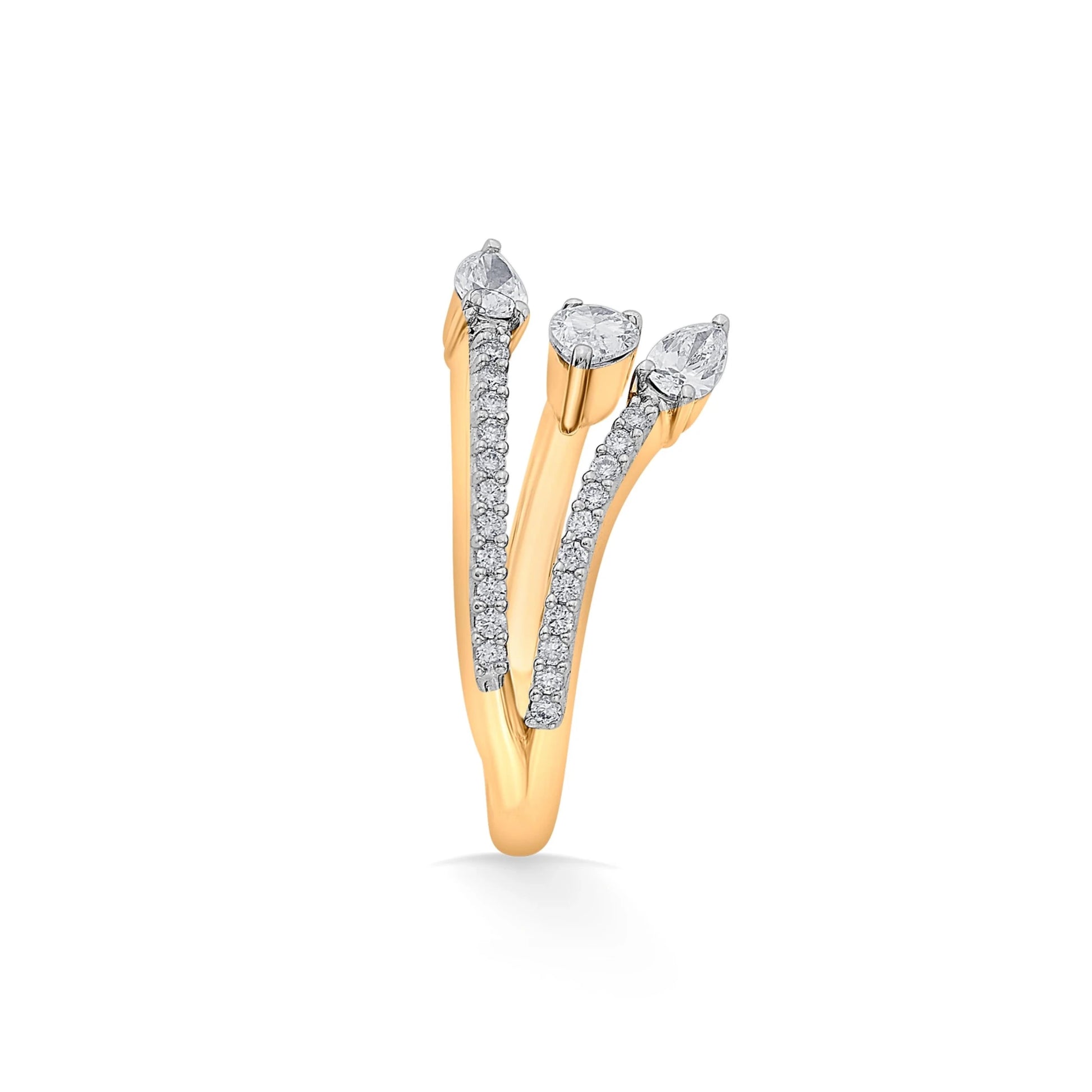 Solitaire Triple Dewdrop Ring - Zen Diamond India