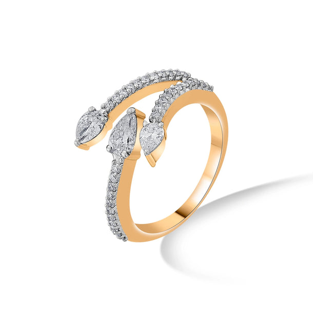 Solitaire Triple Dewdrop Ring - Zen Diamond India