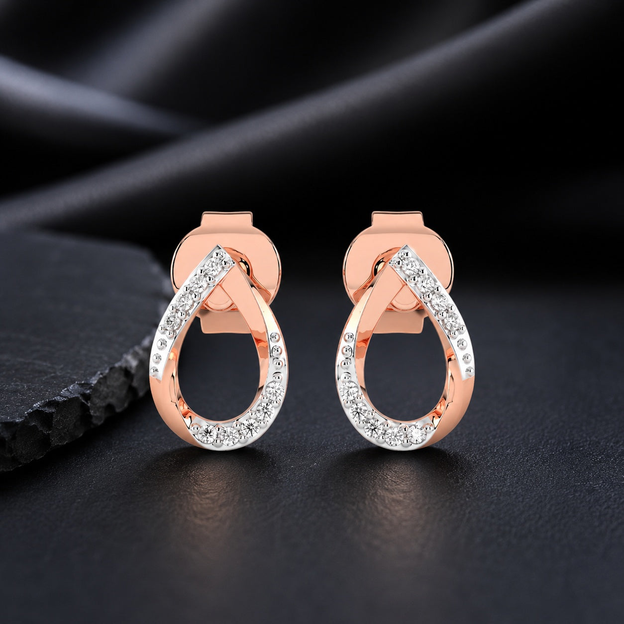 Celeste Twilight Spark Teardrop Curve Stud Earrings