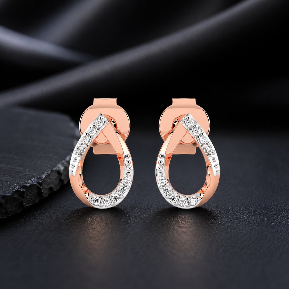 Celeste Twilight Spark Teardrop Curve Stud Earrings
