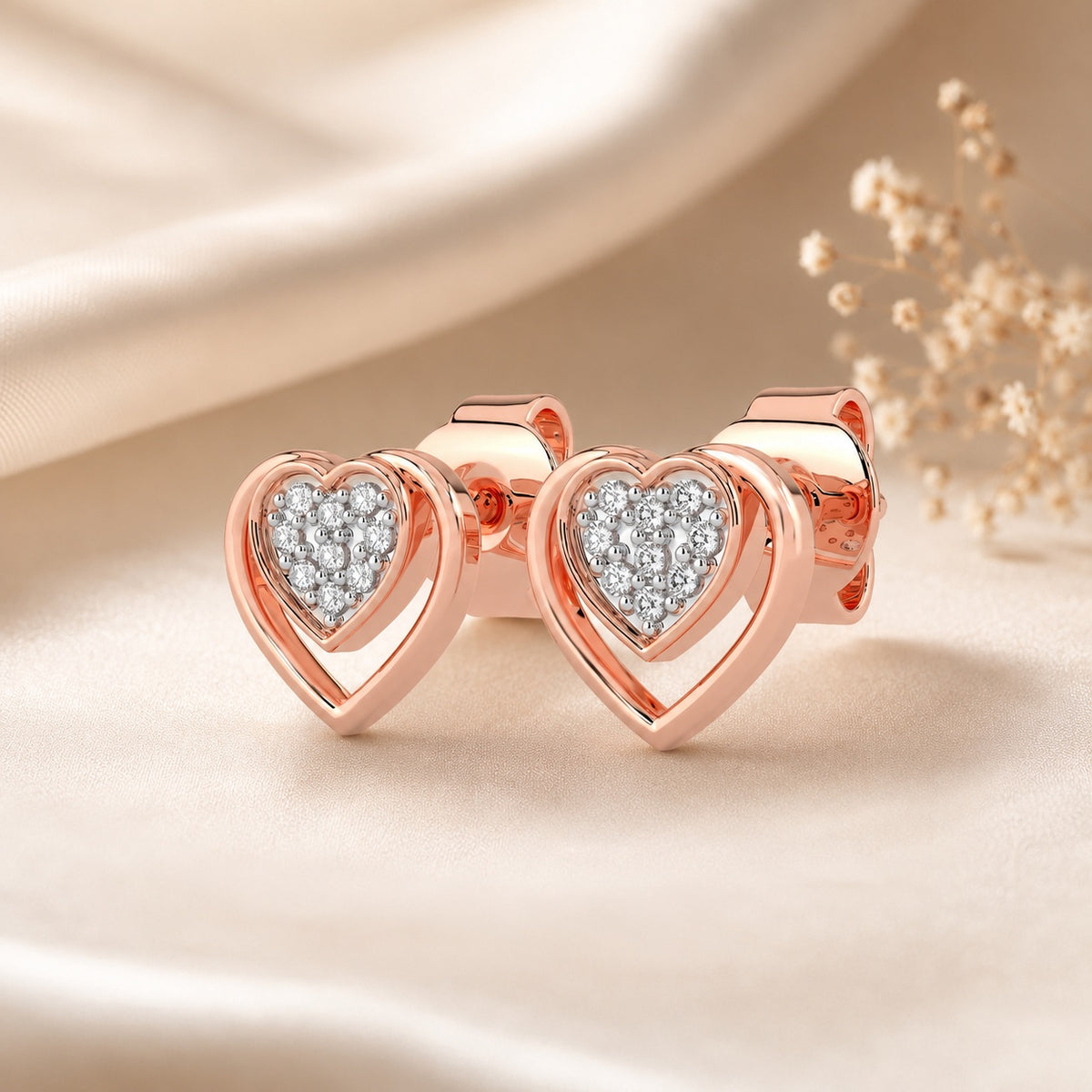 Celeste Sparkling Heart Halo Studs