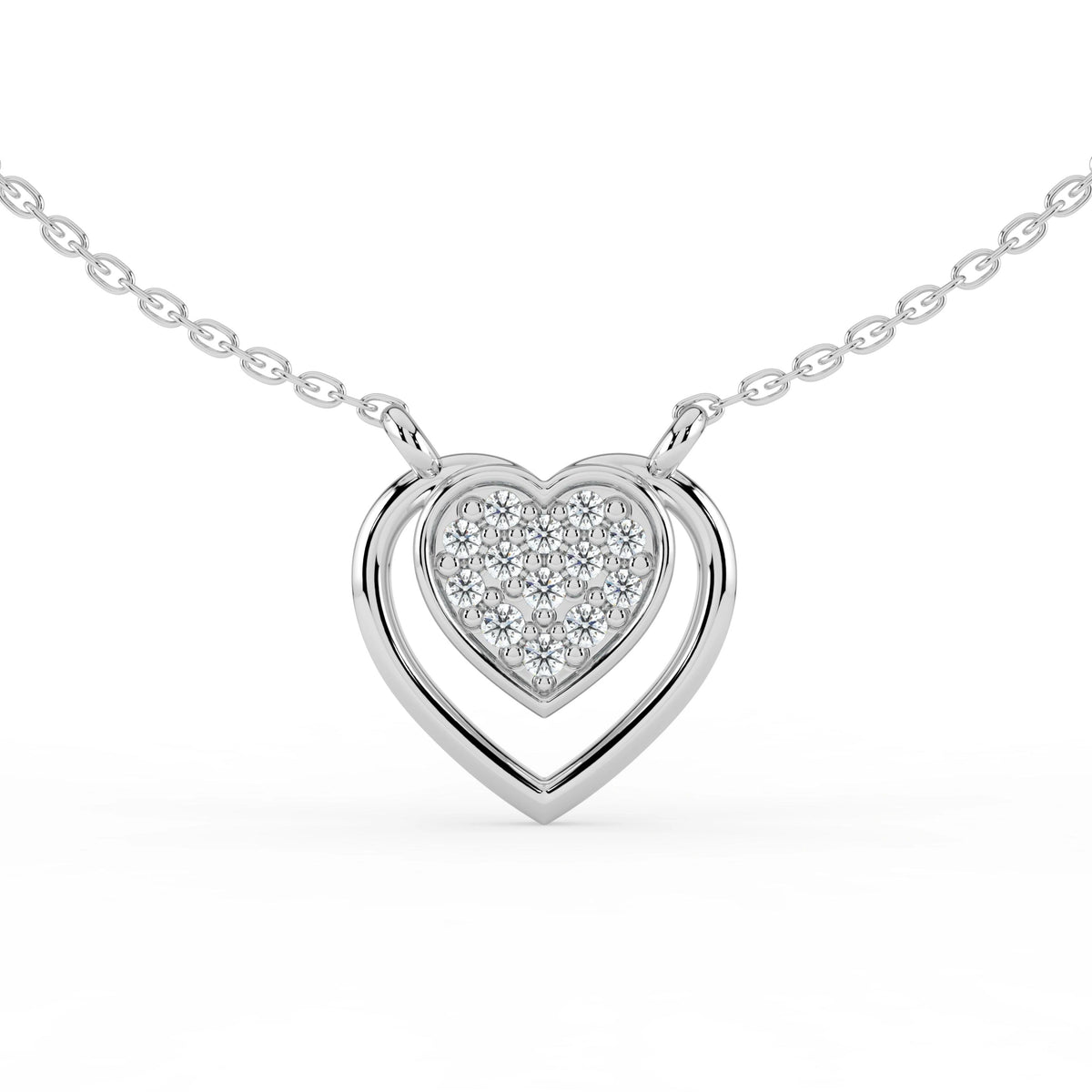 Celeste Dazzling Heart Halo Drop Pendant