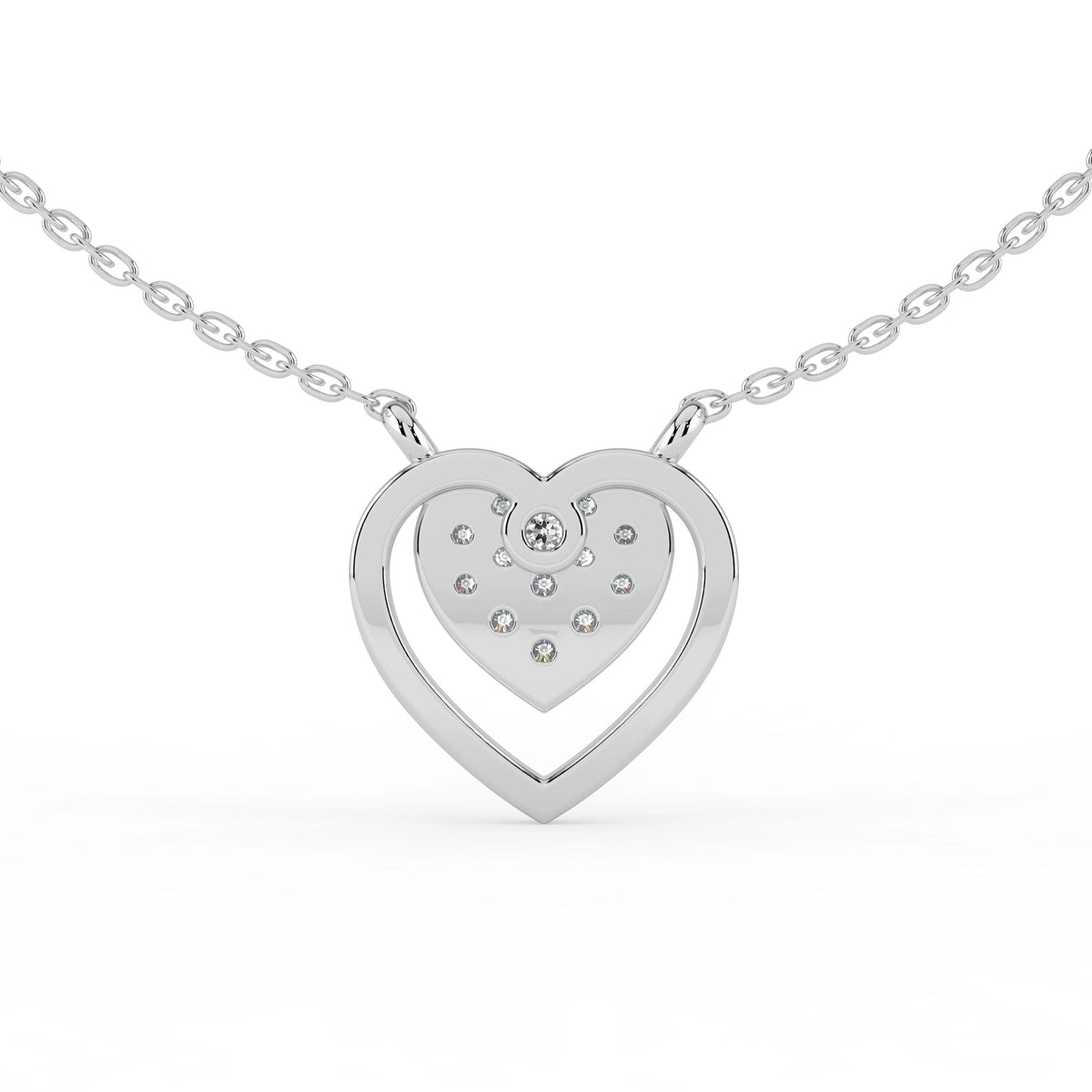 Celeste Dazzling Heart Halo Drop Pendant