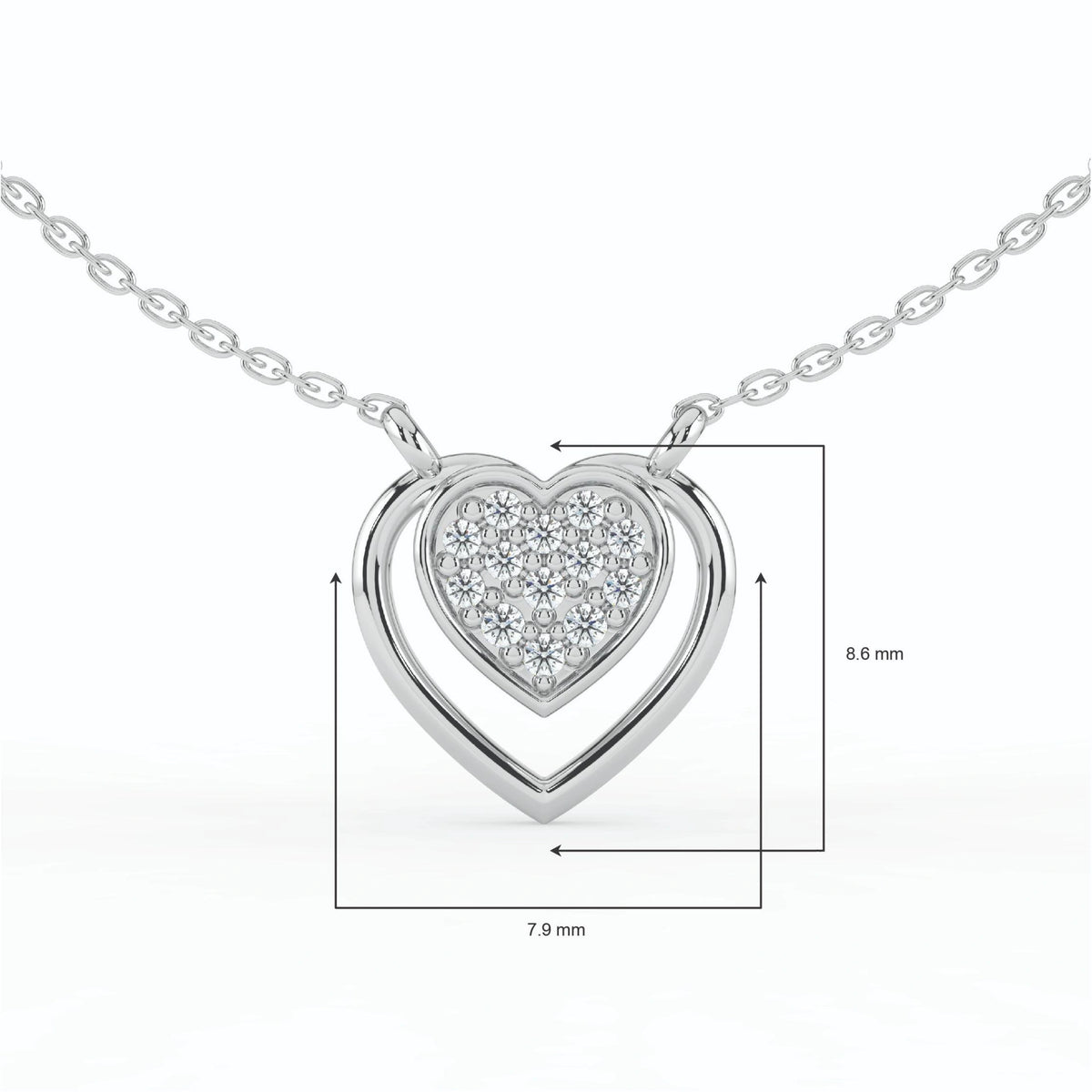 Celeste Dazzling Heart Halo Drop Pendant