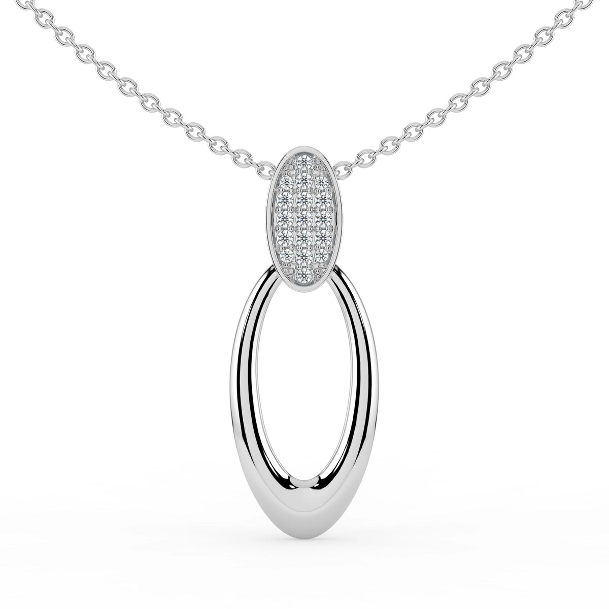 Celeste Oval Spark Halo Drop Pendant