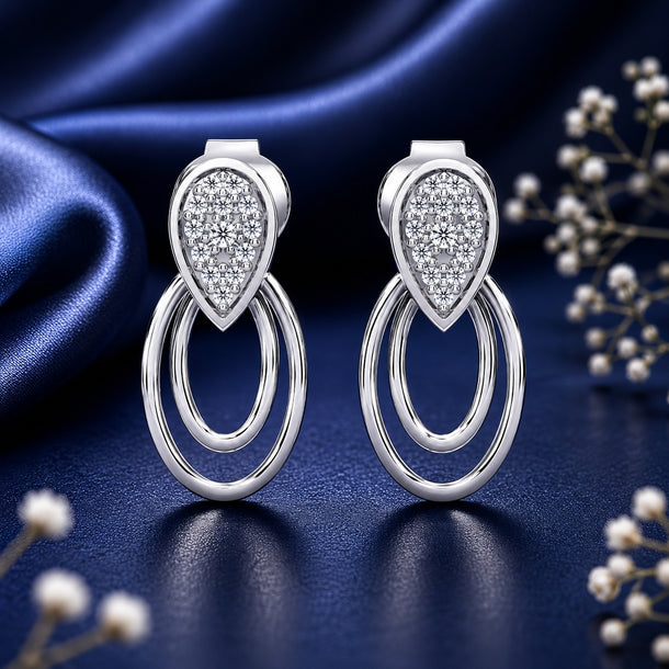 Celeste Sparkling Teardrop Double Loop Earrings